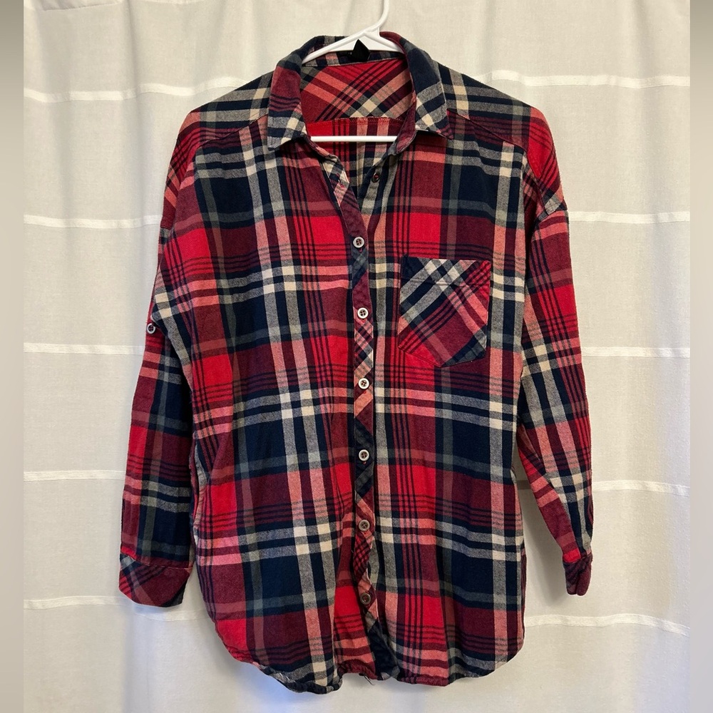 Forever 21 Red and Navy Plaid Shirt